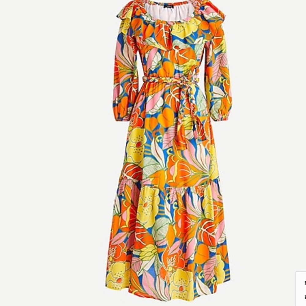 J.crew Belted dress in tropical floral NWT